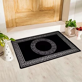 matz and more greek round circle anti-slip floor mat, black and white (40x60cm)