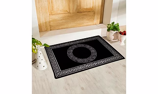 Greek Round circle Anti-Slip Floor Mat, Black and White (40x60cm)