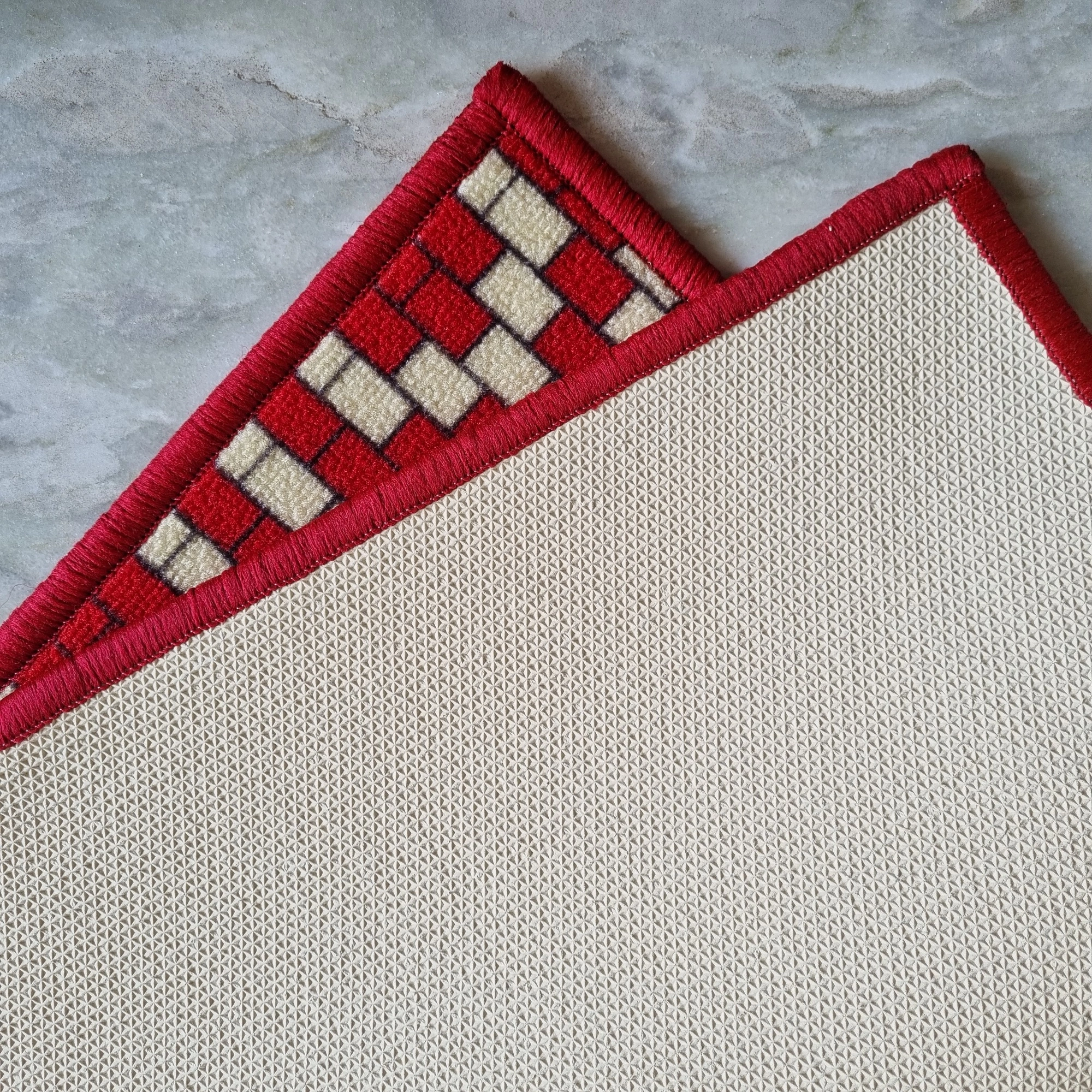 Pattern Anti-Slip Multipurpose Floor Mat Set 40x60CM, Red Brick Motif-Red-100% Nylon Tufted Loop Pile-300-5