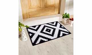 Pattern Jacquard Concentric diamond  Anti-Slip Floor Mat, Black (40x60cm)
