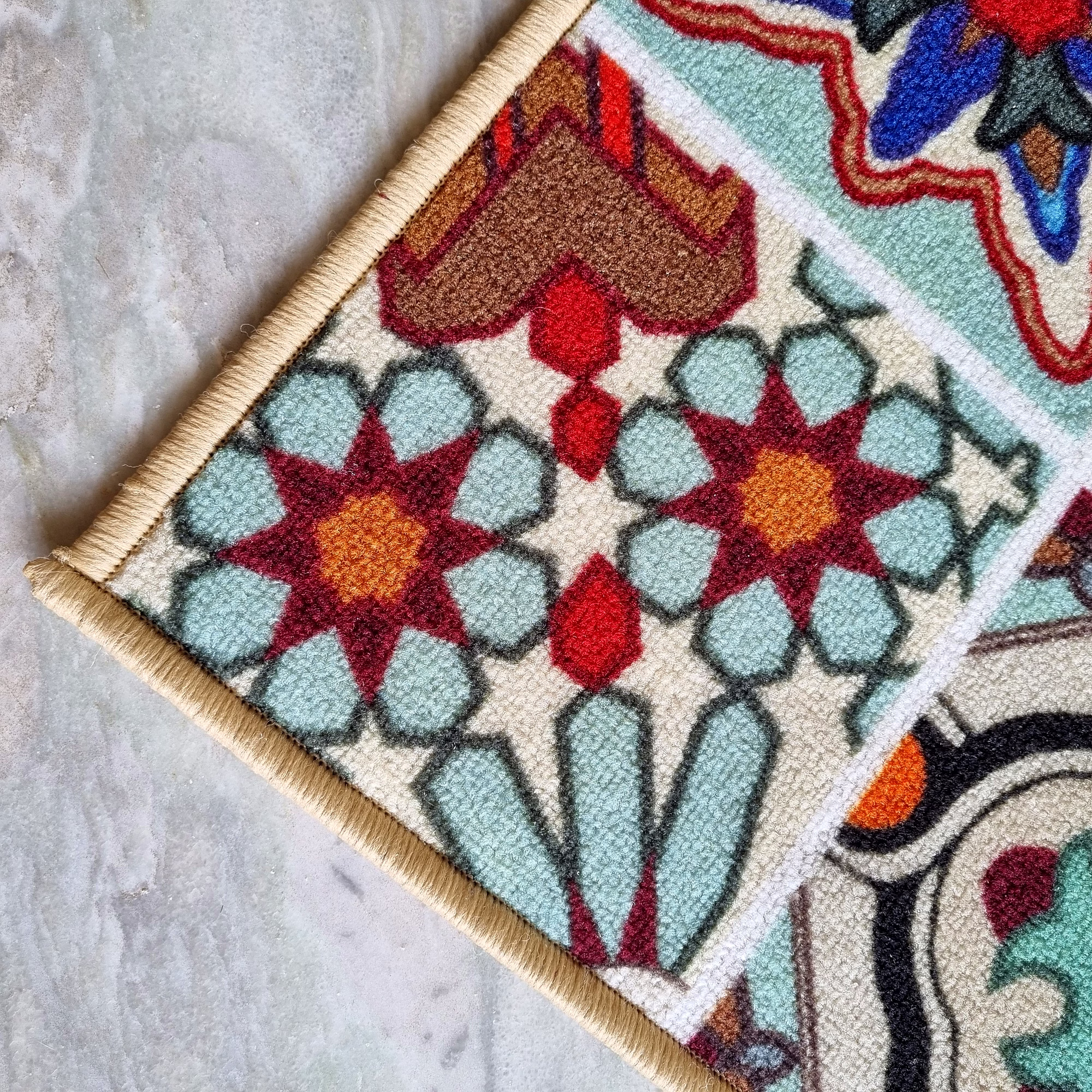 Mediterranean Tile Anti-Slip Carpet Rug (100x150cm) image 2
