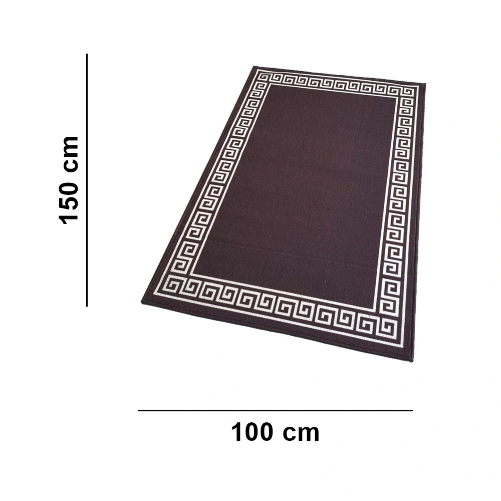 Greek Single Line Anti-Slip Rug Brown (100x150cm)-Brown-100% Nylon Tufted Loop Pile-1.86kg/ 1860 g-2