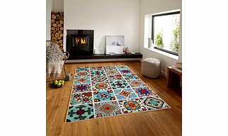 Mediterranean Tile Anti-Slip Carpet Rug (100x150cm)