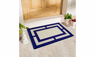 Geometric Rectangle border Anti-Slip Floor Mat, Blue (40x60cm)