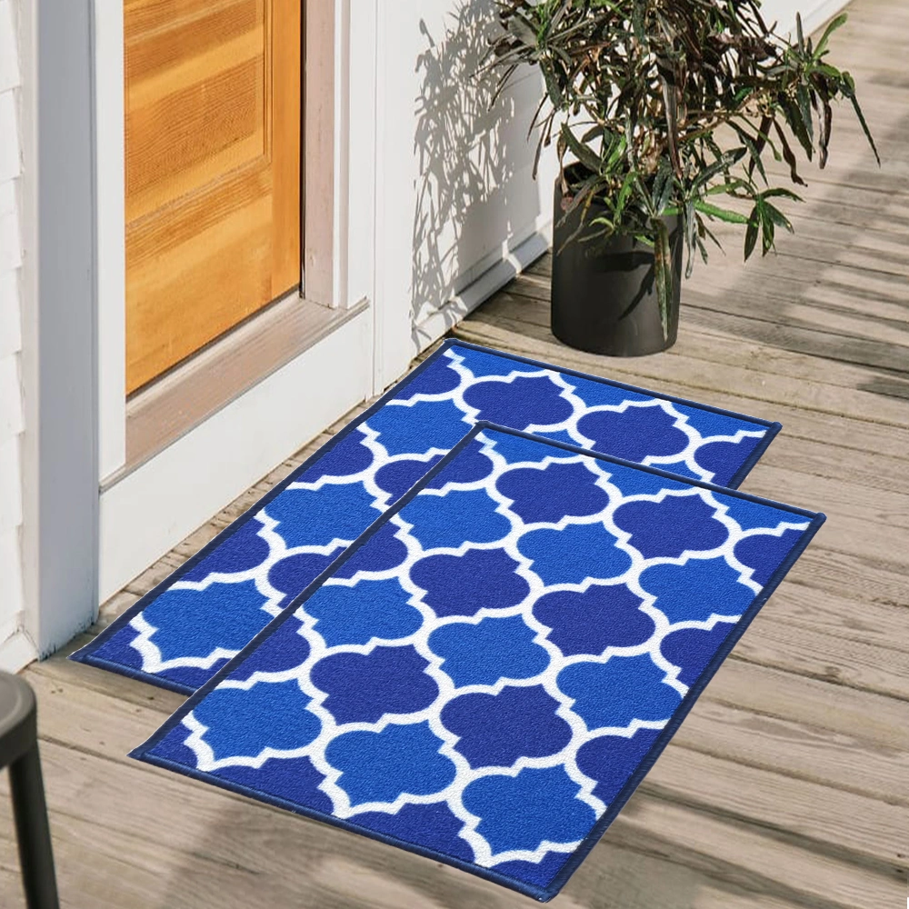 Trellis Anti-Slip Multipurpose Floor Mat Set 40x60CM, Blue Islamic-F-TRE-IT-44-2D1