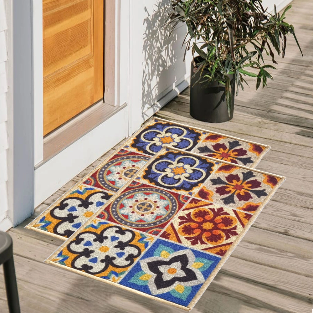 Tiles Anti-Slip Multipurpose Floor Mat Set 40x60CM, Multicolour Talavera-F-TIL-TT-8-2D1