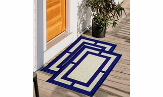 Geometric Anti-Slip Multipurpose Floor Mat Set 40x60CM, Blue Border