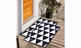 Geometric Anti-Slip Multipurpose Floor Mat Set 40x60CM, Black Marble Triangles