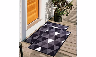 Geometric Anti-Slip Multipurpose Floor Mat Set 40x60CM, Black Modern Triangles