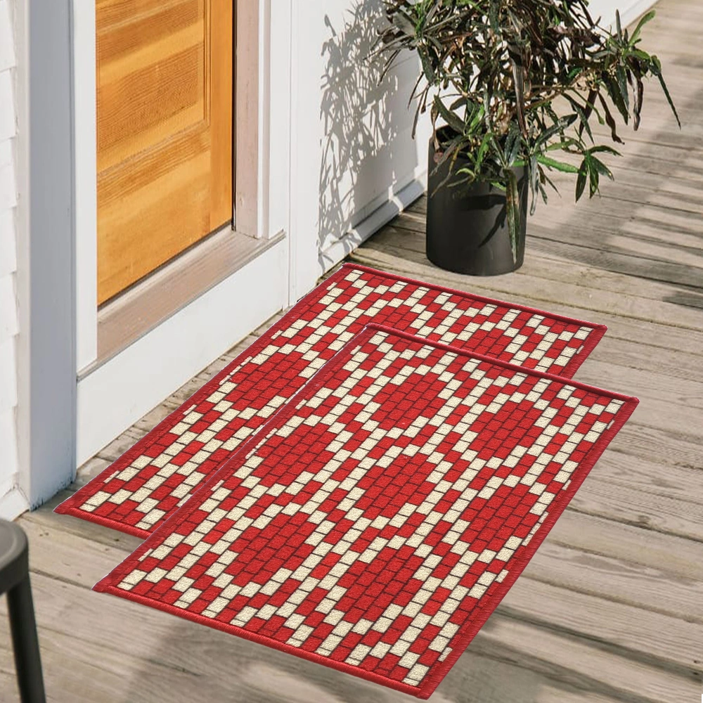 Pattern Anti-Slip Multipurpose Floor Mat Set 40x60CM, Red Brick Motif-F-PAT-BM-39-2D1