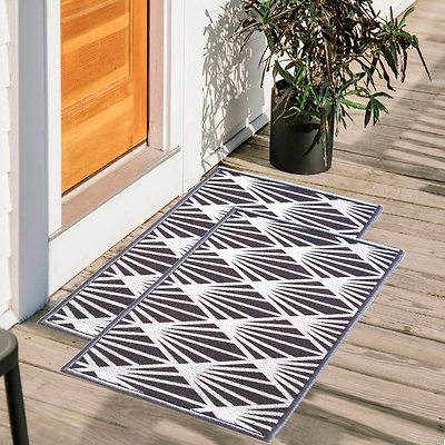 Matz and More Pattern Anti-Slip Multipurpose Floor Mat Set 40x60CM, Grey Mohawk
