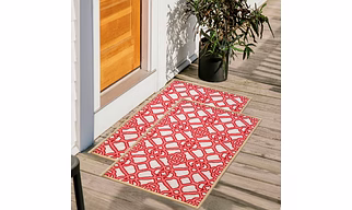 Trellis Anti-Slip Multipurpose Floor Mat Set 40x60CM, Red Interlace
