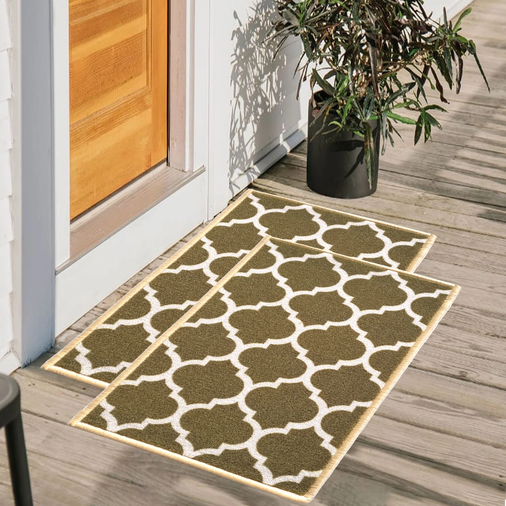 Trellis Anti-Slip Multipurpose Floor Mat Set 40x60CM, Olive Islamic-F-TRE-IT-7-2D1