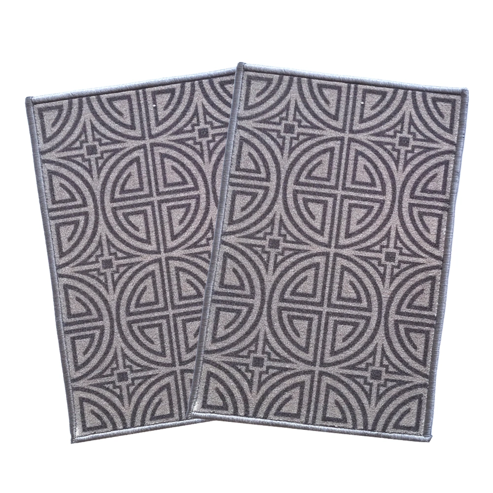 Greek Anti-Slip Multipurpose Floor Mat Set 40x60CM, Grey Round Key-Grey-100% Nylon Tufted Loop Pile-300-3