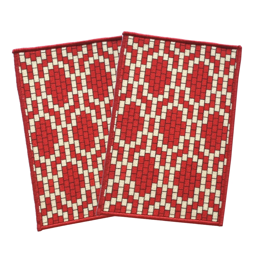 Pattern Anti-Slip Multipurpose Floor Mat Set 40x60CM, Red Brick Motif-Red-100% Nylon Tufted Loop Pile-300-3