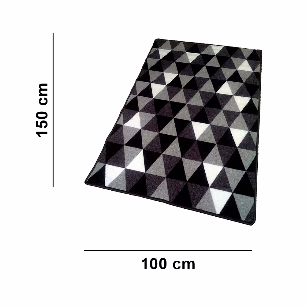 Geometric Modern Triangle Anti-Slip Carpet Rug, Grey & Black (100x150cm) image 3