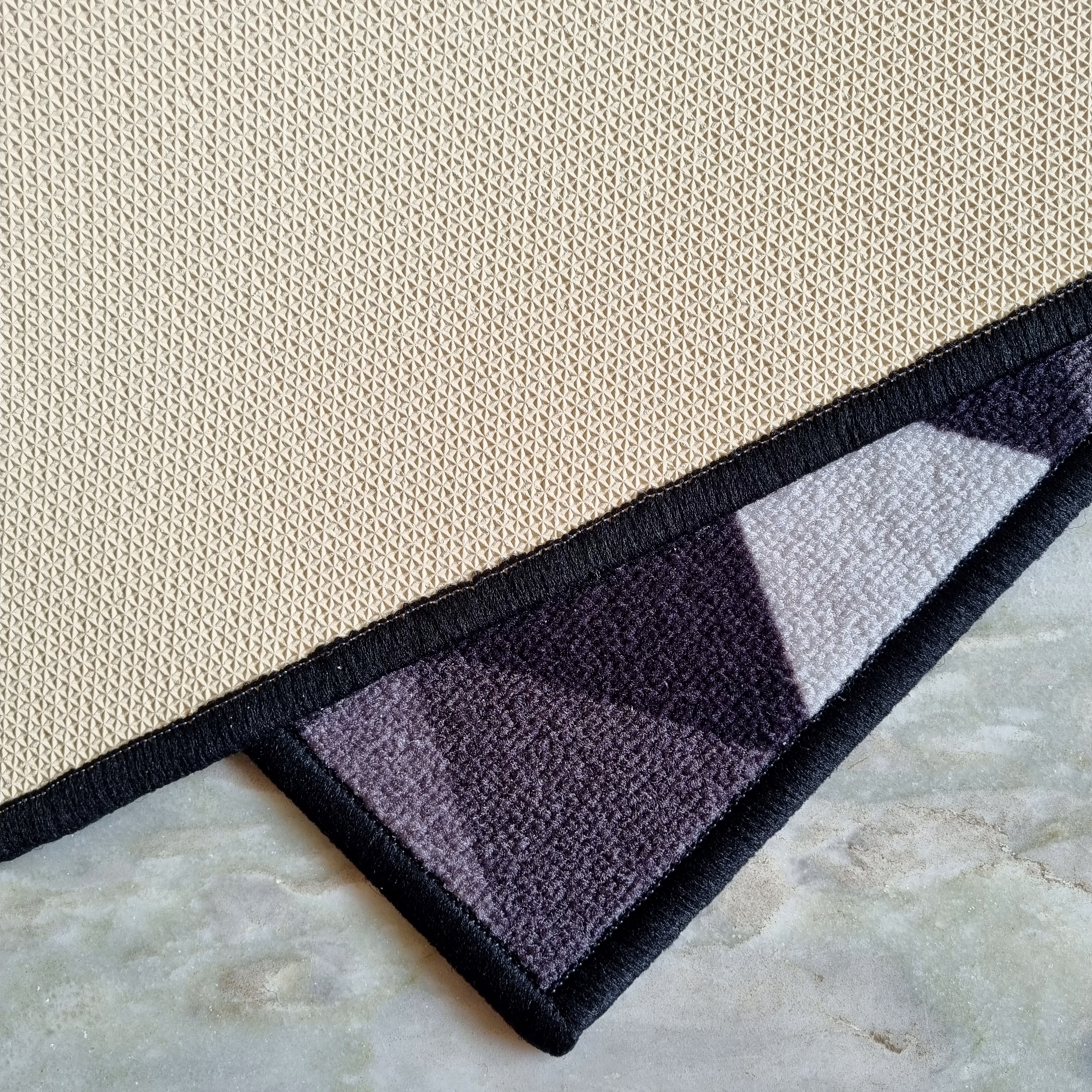 Geometric Modern Triangle Anti-Slip Carpet Rug, Grey & Black (100x150cm) image 5