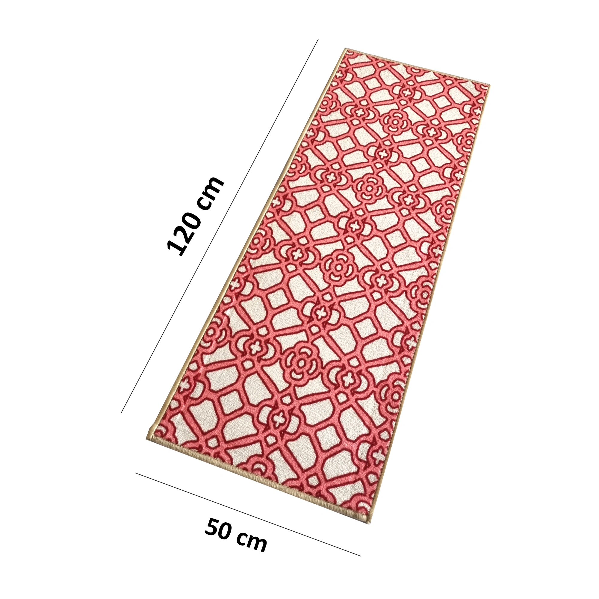 Trellis Anti-Slip Runner Floor Mat, Red Interlace-Red-100% Nylon Tufted Loop Pile-744-1