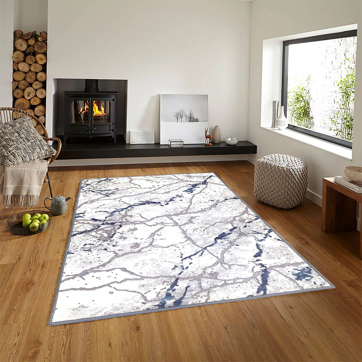 Anti-Slip Rug (3x5ft), Grey 3D Marble-F-3D-M-33-R1