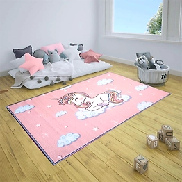 Matz and More Anti-Slip Kids Rug (3x5ft), Pink Unicorn