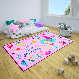 Matz and More Anti-Slip Kids Rug (3x5ft), Purple Mermaid Princess