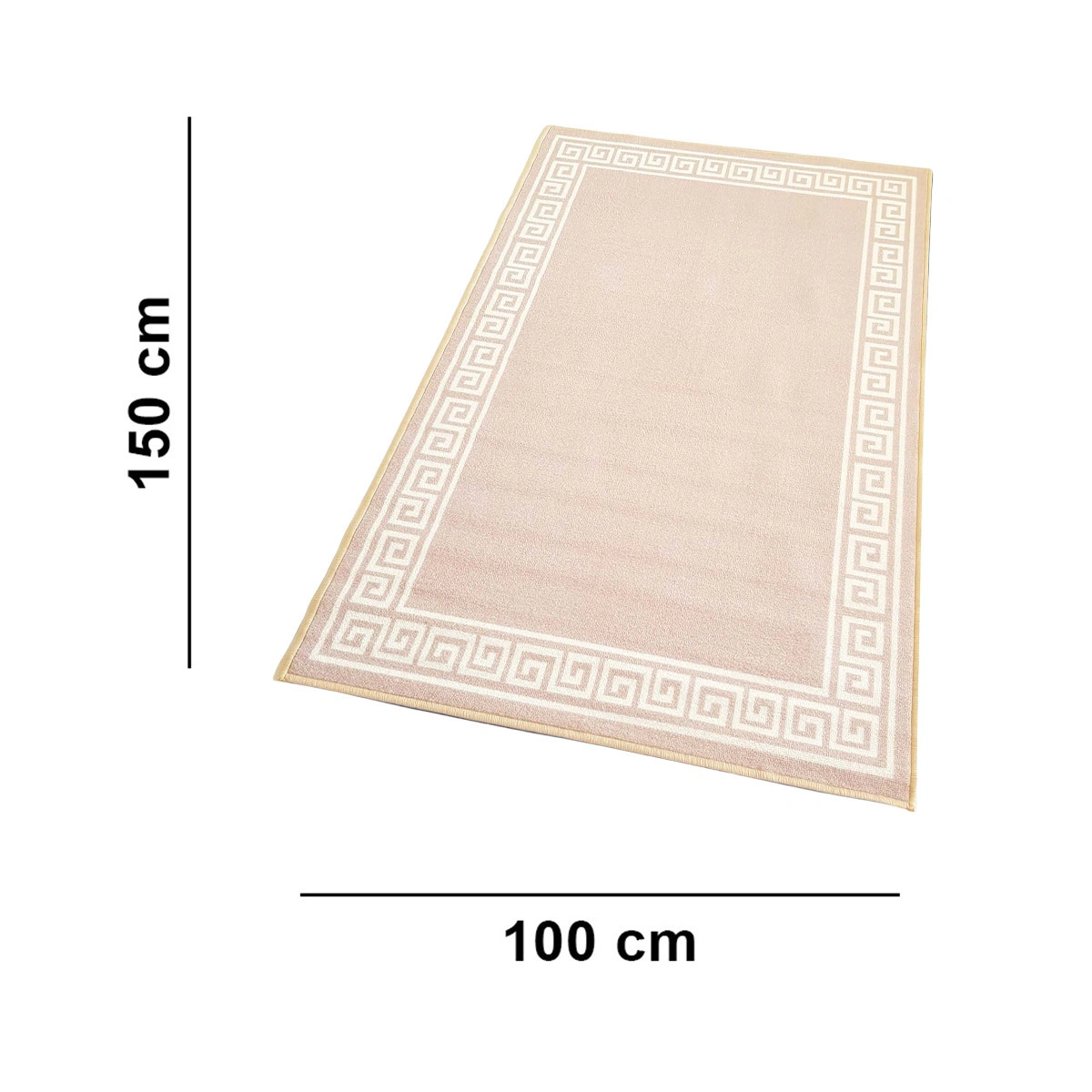 Anti-Slip Rug (3x5ft), Beige Greek Single Line-Beige-100% Nylon Tufted Loop Pile-1860-2