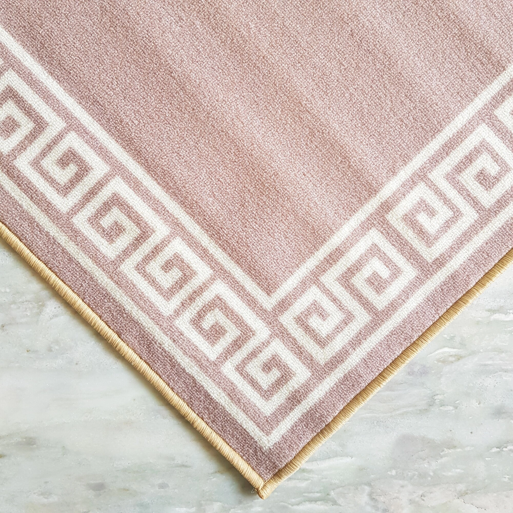 Anti-Slip Rug (3x5ft), Beige Greek Single Line-Beige-100% Nylon Tufted Loop Pile-1860-3