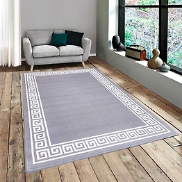 Matz and More Anti-Slip Rug (3x5ft), Grey Greek Single Line