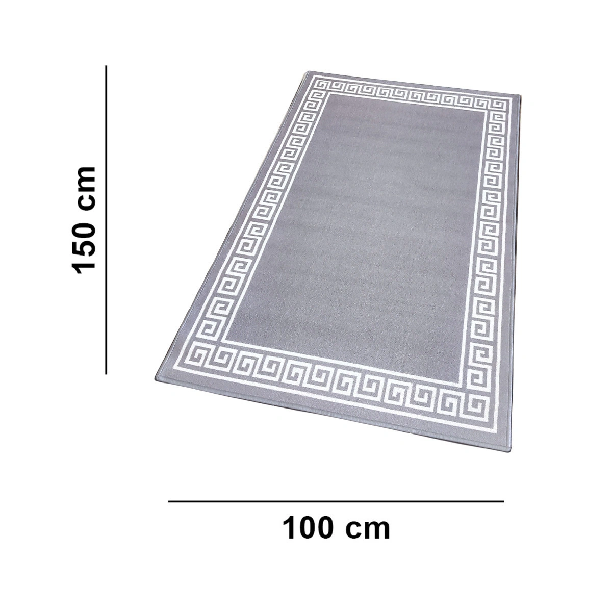 Anti-Slip Rug (3x5ft), Grey Greek Single Line-Grey-100% Nylon Tufted Loop Pile-1860-1