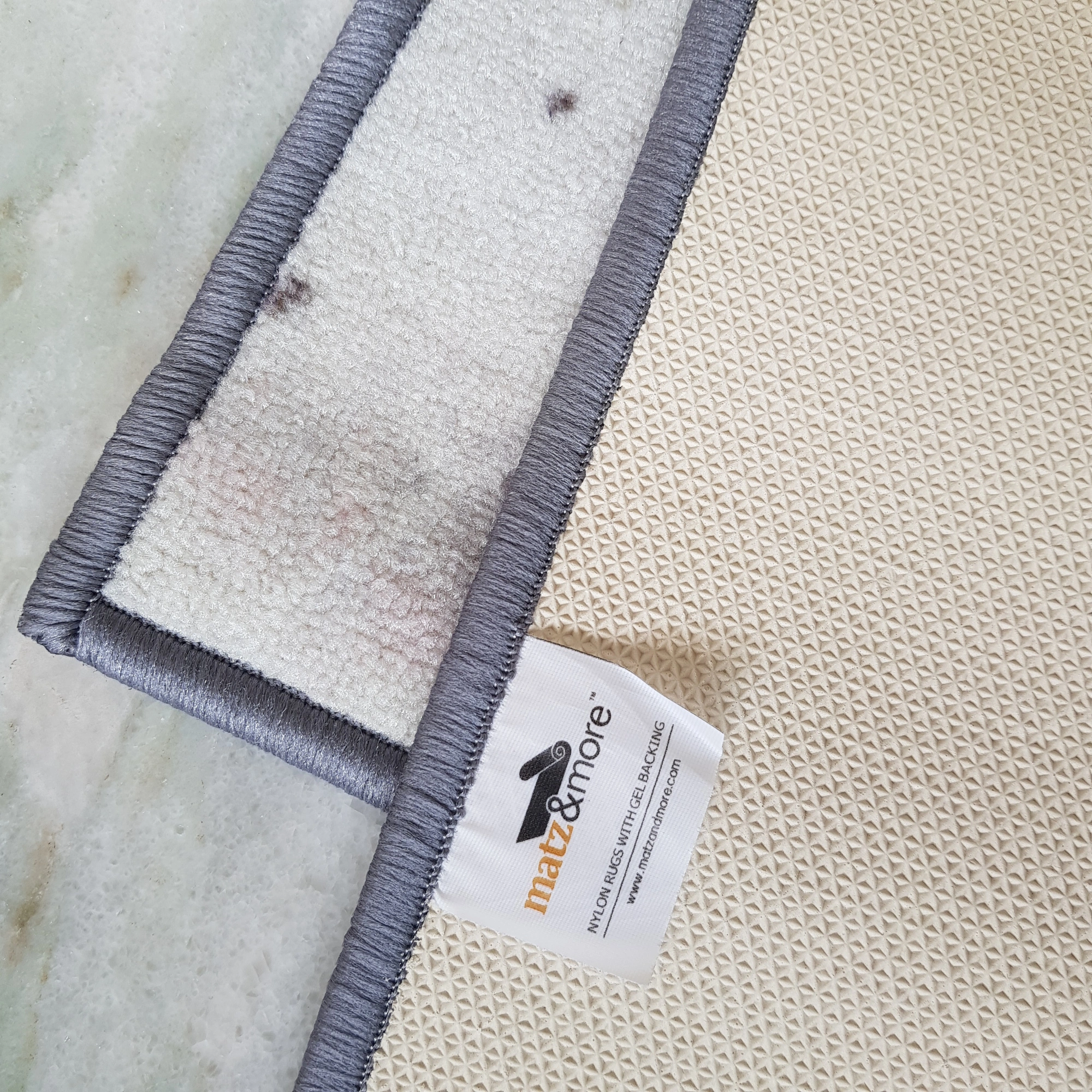 Anti-Slip Runner &amp; Floor Mat Combo, Grey 3D Marble (50x120cm)-Grey-100% Nylon Tufted Loop Pile-1040-4