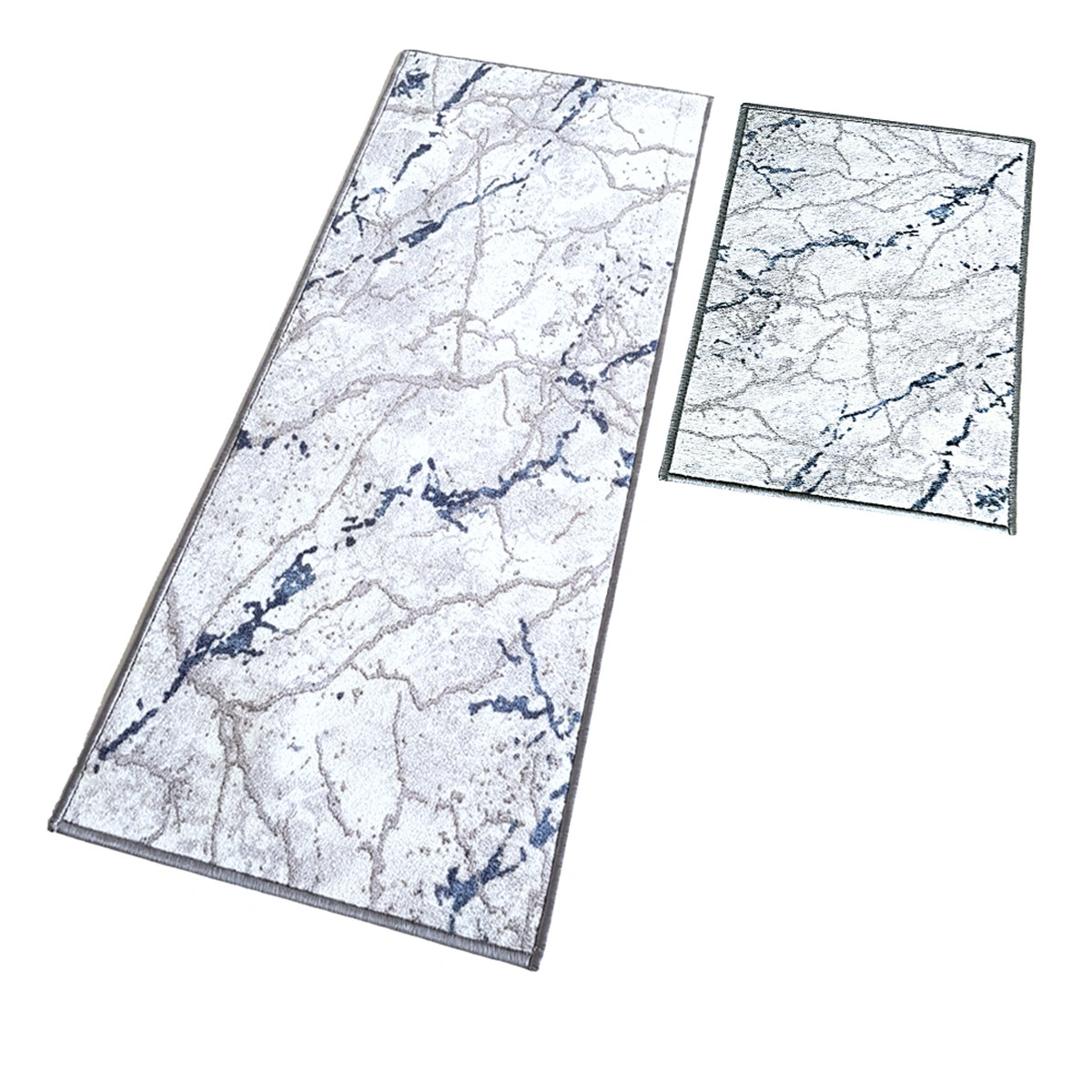 Anti-Slip Runner &amp; Floor Mat Combo, Grey 3D Marble (50x120cm)-Grey-100% Nylon Tufted Loop Pile-1040-1