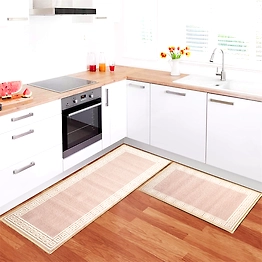 Matz and More Anti-Slip Runner & Floor Mat Combo, Beige Greek Single Line (50x120cm)