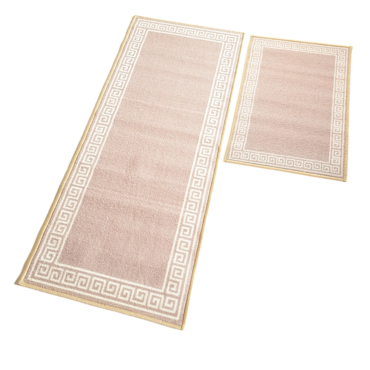 Anti-Slip Runner &amp; Floor Mat Combo, Beige Greek Single Line (50x120cm)-Beige-100% Nylon Tufted Loop Pile-1040-1