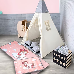 matz and more anti-slip kids runner & floor mat combo, pink unicorn (50x120cm)