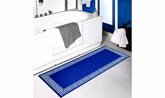 Anti-Slip Runner Floor Mat, Blue Greek Single Line, 50x120CM