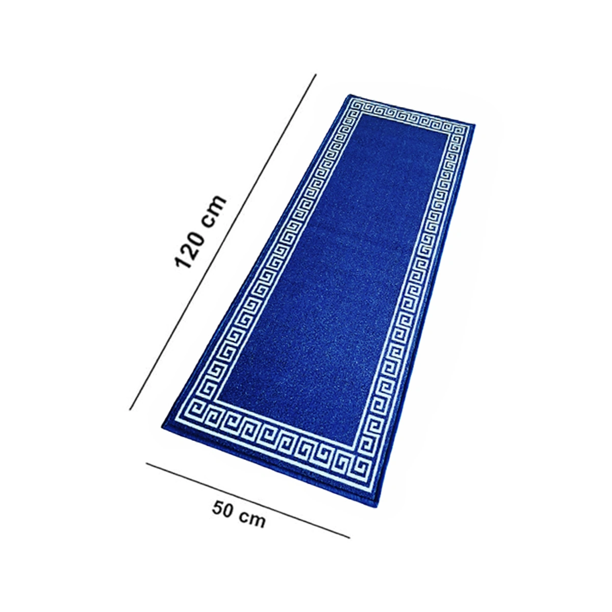 Anti-Slip Runner Floor Mat, Blue Greek Single Line, 50x120CM-Blue-100% Nylon Tufted Loop Pile-744-3