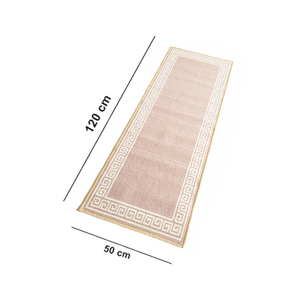 Anti-Slip Runner Floor Mat, Beige Greek Single Line, 50x120CM-Beige-100% Nylon Tufted Loop Pile-744-3