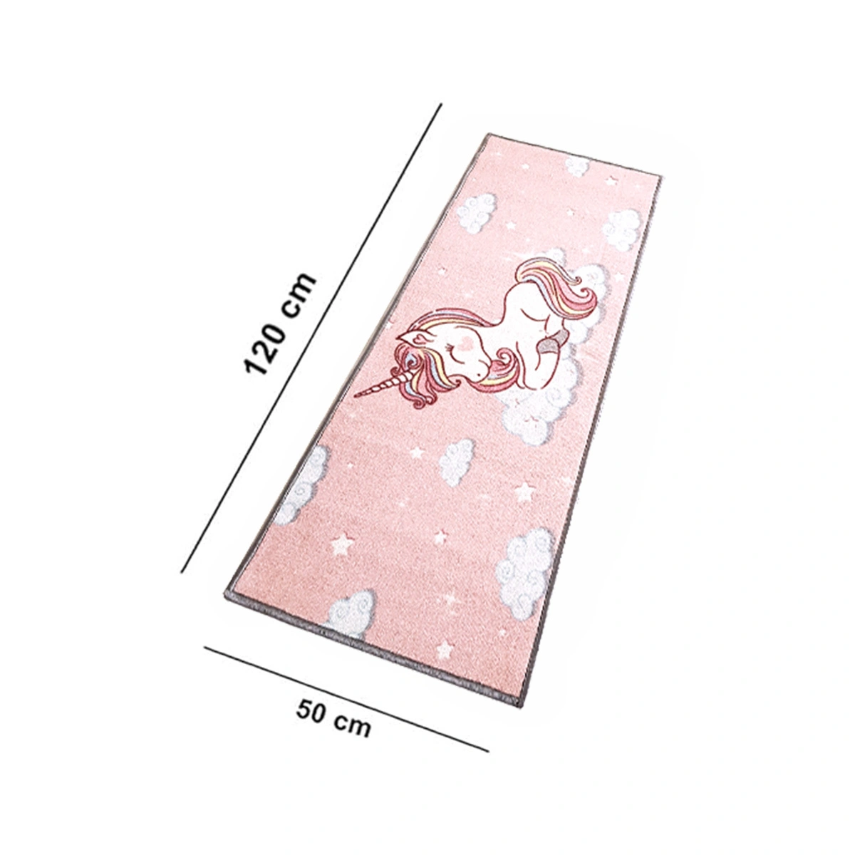 Anti-Slip Kids Runner Floor Mat, Pink Unicorn , 50x120CM-Pink-100% Nylon Tufted Loop Pile-744-2