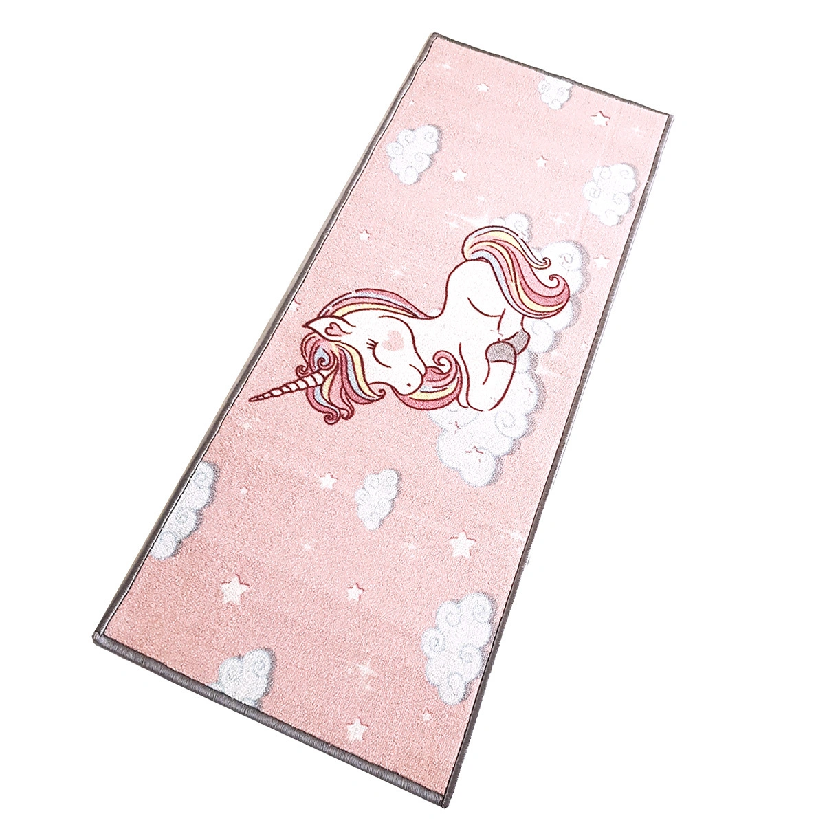 Anti-Slip Kids Runner Floor Mat, Pink Unicorn , 50x120CM-Pink-100% Nylon Tufted Loop Pile-744-1