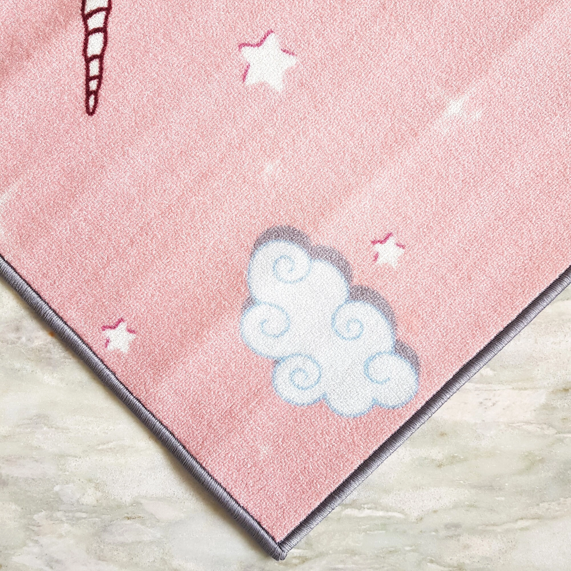 Anti-Slip Kids Runner Floor Mat, Pink Unicorn , 50x120CM-Pink-100% Nylon Tufted Loop Pile-744-5