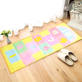 Matz and More Anti-Slip Kids Runner Floor Mat, Yellow Hopscotch , 50x120CM