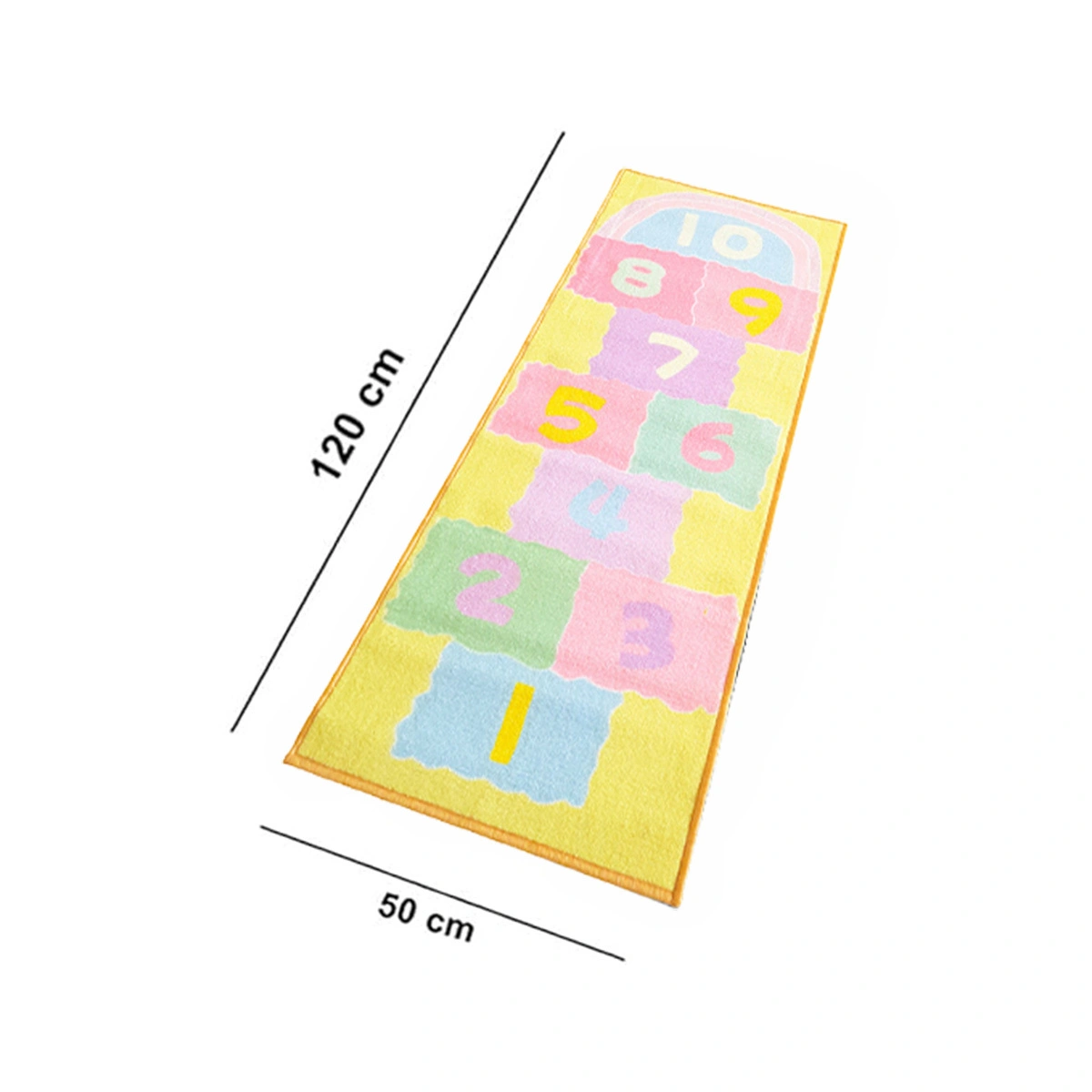 Anti-Slip Kids Runner Floor Mat, Yellow Hopscotch , 50x120CM-Yellow-100% Nylon Tufted Loop Pile-744-3