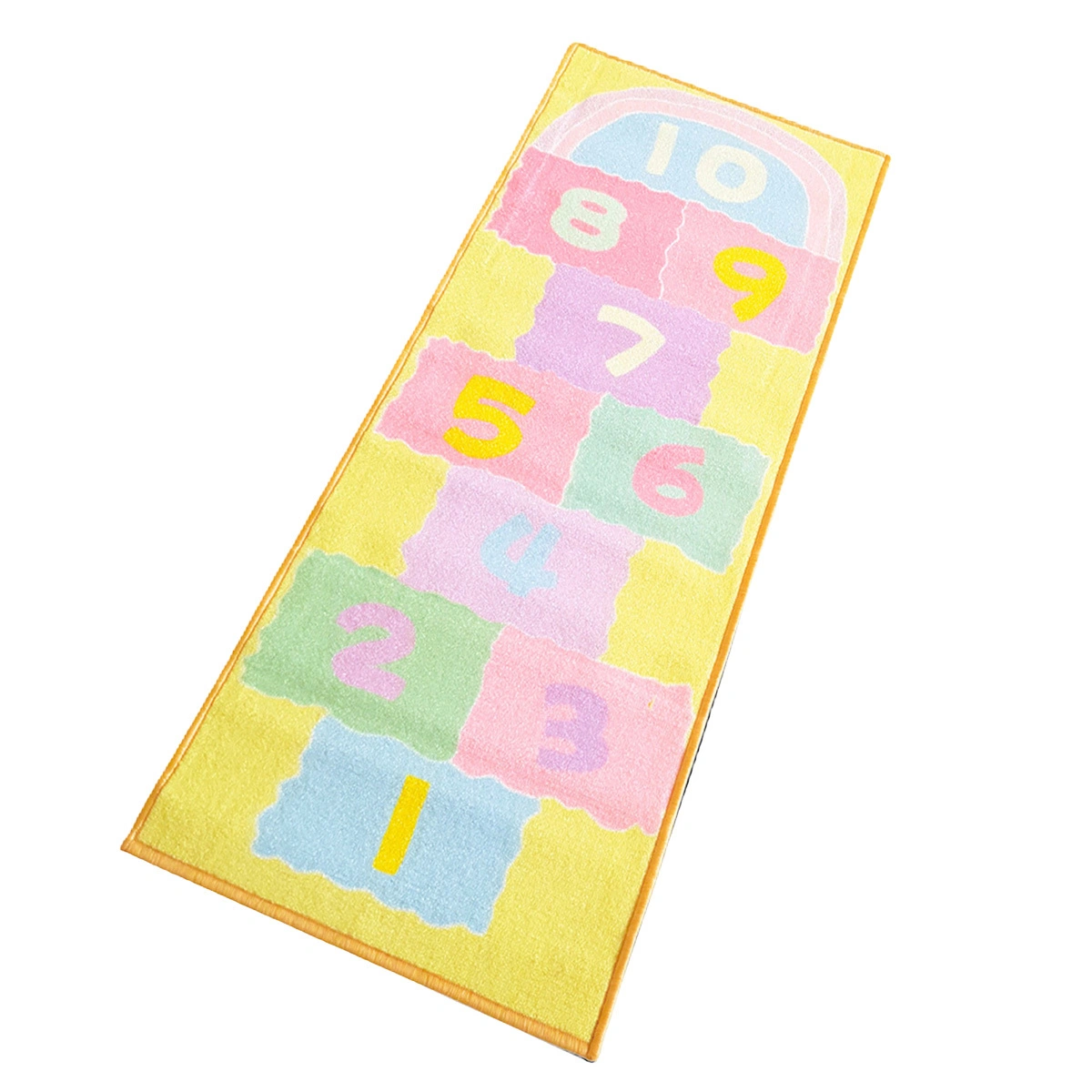 Anti-Slip Kids Runner Floor Mat, Yellow Hopscotch , 50x120CM-Yellow-100% Nylon Tufted Loop Pile-744-2