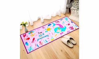 Anti-Slip Kids Runner Floor Mat, Purple Mermaid , 50x120CM
