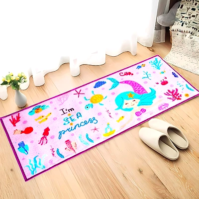 Matz and More Anti-Slip Kids Runner Floor Mat, Purple Mermaid , 50x120CM