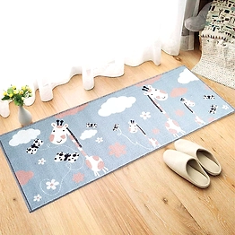 Matz and More Anti-Slip Kids Runner Floor Mat, Blue Animals Giraffe, 50x120CM