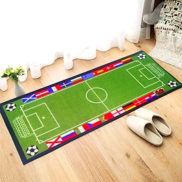 Matz and More Anti-Slip Kids Runner Floor Mat, Green Sports Football Field, 50x120CM