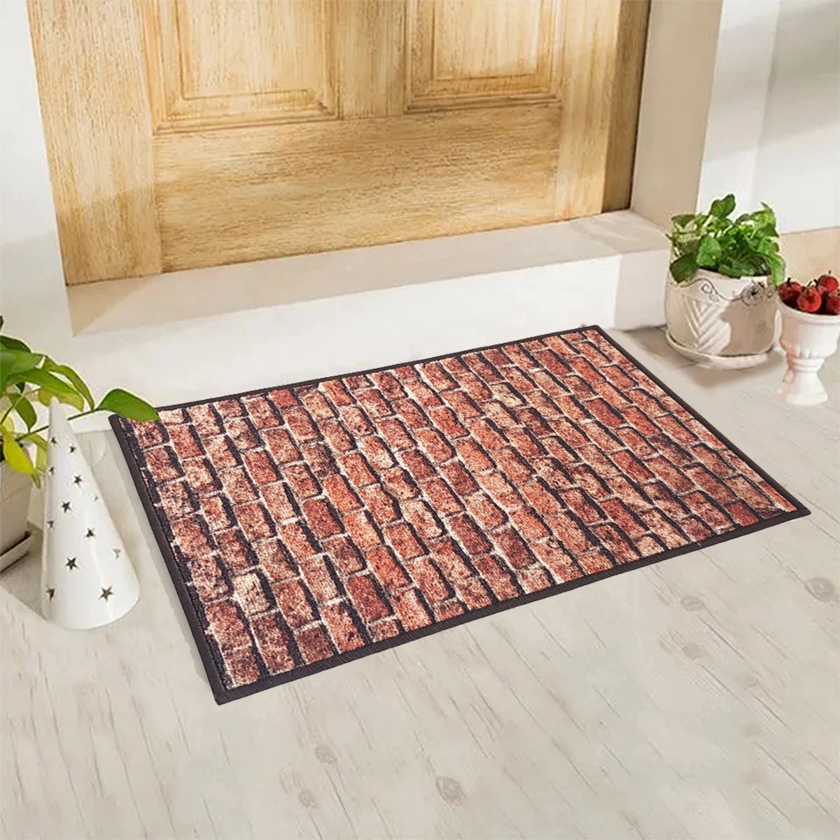 Anti-Slip Multipurpose Floor Mat 40x60CM, Brown 3D Brick-F-3D-BM-46-D1