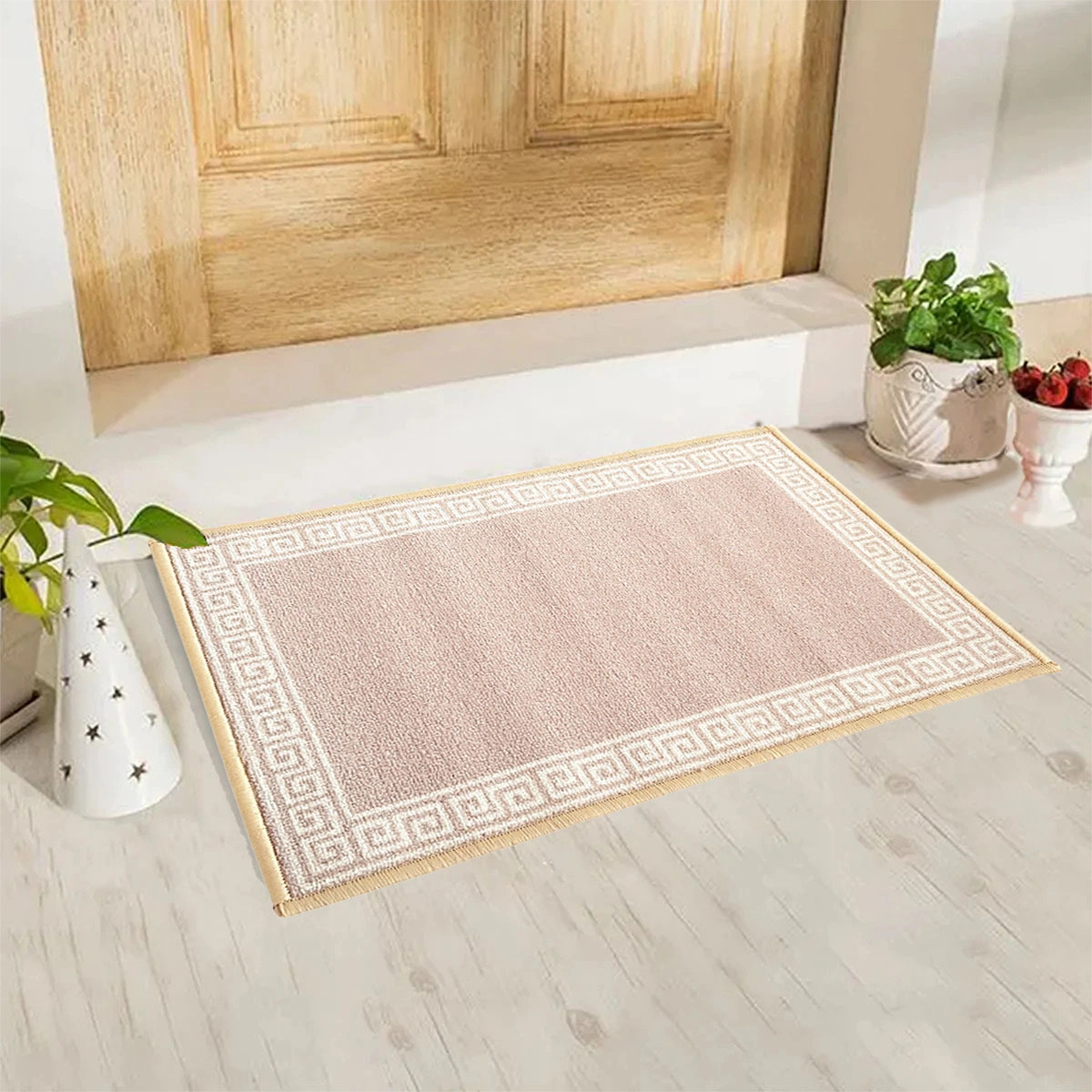 Anti-Slip Multipurpose Floor Mat 40x60CM, Beige Greek Single Line-F-GRK-SL-31-D1