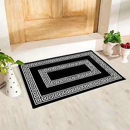 Matz and More Anti-Slip Multipurpose Floor Mat 40x60CM, Black White Greek Double Line